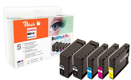 Peach Multipack Plus  avec puce, compatible avec
 PGI-2500XL, 9254B004 Canon Maxify MB 5450