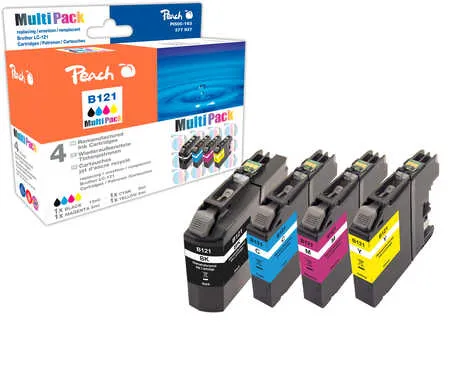 Peach  Multipack avec puce, compatible avec
 LC-121VALBP Brother DCPJ 752 DW