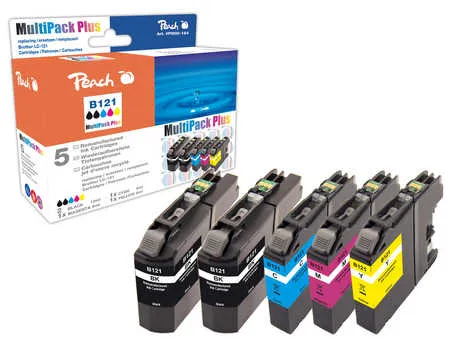 Peach  Multipack Plus avec puce, compatible avec
 LC-121VALBP Brother DCPJ 752 DW