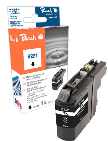 Peach Cartouche d'encre  noir, compatible avec
 LC-221BK Brother MFCJ 480 DW