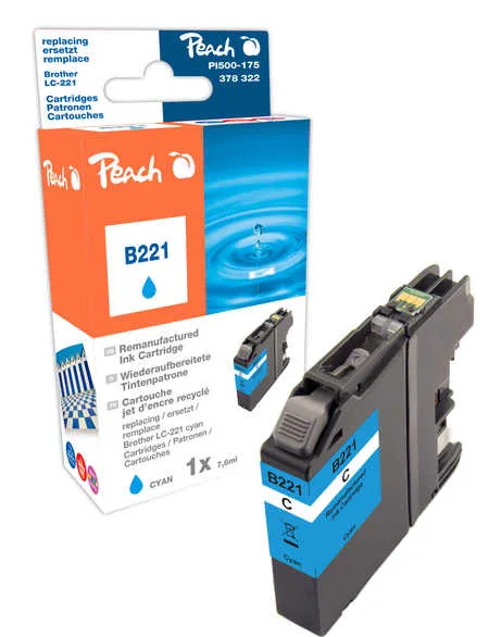 Peach Cartouche d'encre  cyan, compatible avec
 LC-221C Brother MFCJ 480 DW