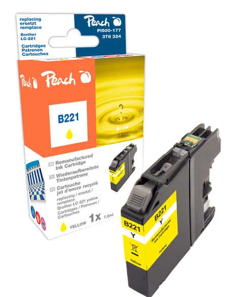 Peach Cartouche d'encre  jaune, compatible avec
 LC-221Y Brother MFCJ 480 DW