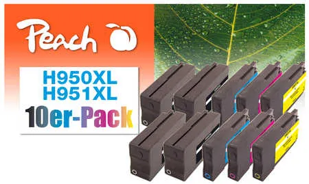 Peach  Pack de 10 cartouches d'encre compatible avec
 No. 950XL, No. 951XL, CN045A, CN046A, CN047A, CN048A HP OfficeJet Pro 251 dw