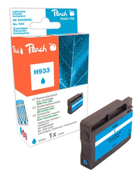 Peach  cartouche d'encre cyan compatible avec
 No. 933 c, CN058A HP OfficeJet 7110