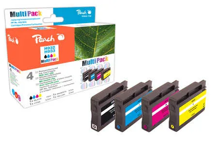 Peach Multipack  avec puce, compatible avec
 No. 932, No. 933, CN057A, CN058A, CN059A, CN060A HP OfficeJet 7110