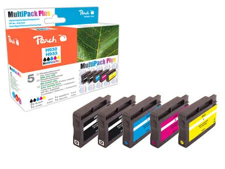 Peach Multipack Plus  avec puce compatible avec
 No. 932*2, No. 933, CN057A*2, CN058A, CN059A, CN060A HP OfficeJet 7110