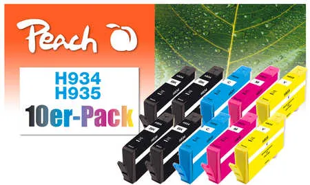 Peach  Pack de 10 cartouches d'encre compatible avec
 No. 934, No. 935, C2P19A, C2P20A, C2P21A, C2P22A HP OfficeJet 6820