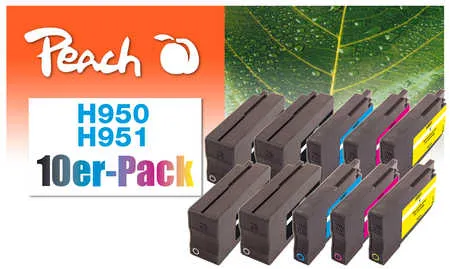 Peach  Pack de 10 cartouches d'encre compatible avec
 No. 950, No. 951, CN049A, CN050A, CN051A, CN052A HP OfficeJet Pro 251 dw