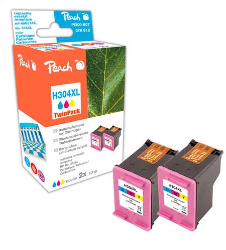 Peach  Double Pack tête d'impression couleur, compatible avec
 No. 304XL C*2, N9K07AE*2 HP DeskJet 3720 Series