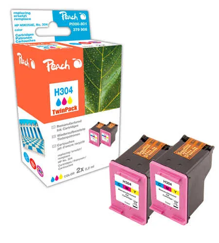 Peach  Double Pack tête d'impression couleur, compatible avec
 No. 304 C*2, N9K05AE*2 HP DeskJet 3720 Series