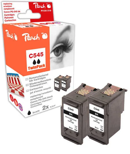 Peach  Double Pack tête d'impression noir, compatible avec
 PG-545*2, 8287B001*2 Canon Pixma IP 2820