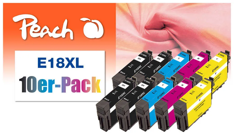 Peach  Pack de 10, compatible avec
 No. 18XL, C13T18164010 Epson Expression Home XP-302