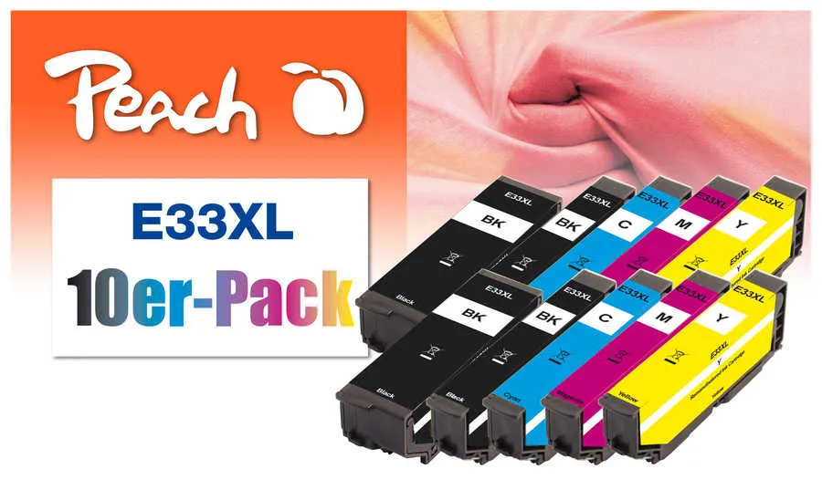 Peach  Pack de 10 cartouches d'encre compatible avec
 T3357, No. 33XL, C13T33574010 Epson Expression Premium XP-645