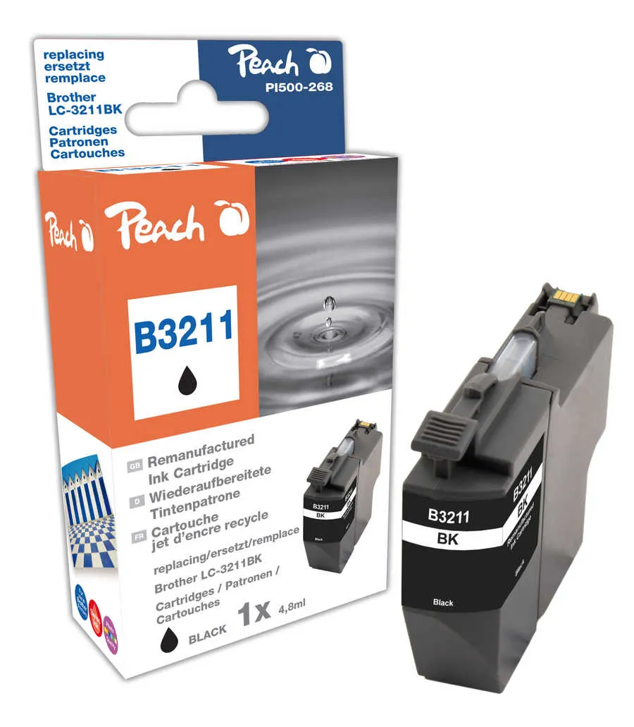 Peach Cartouche d'encre  noir, compatible avec
 LC-3211BK Brother MFCJ 491 DW