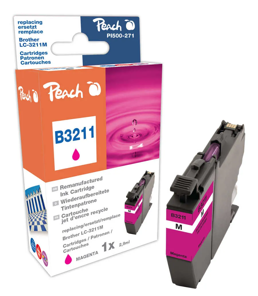 Peach Cartouche d'encre  magenta, compatible avec
 LC-3211M Brother MFCJ 491 DW