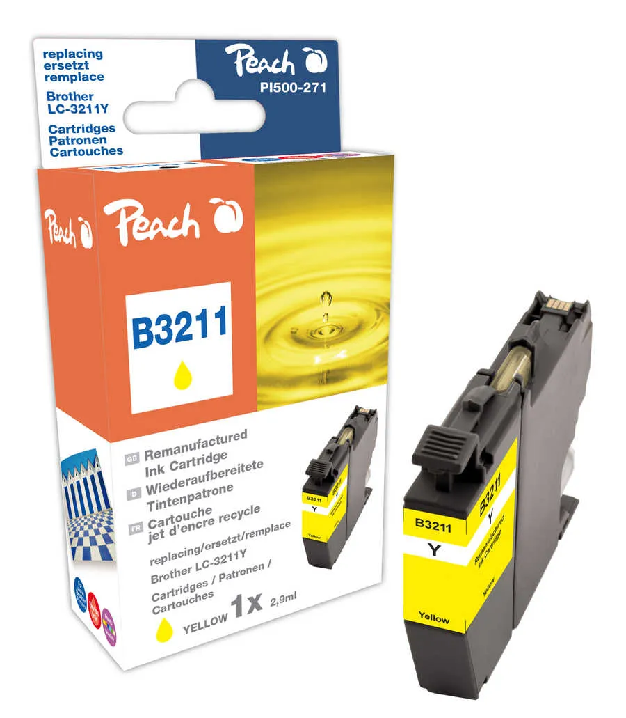 Peach Cartouche d'encre  jaune, compatible avec
 LC-3211Y Brother MFCJ 491 DW