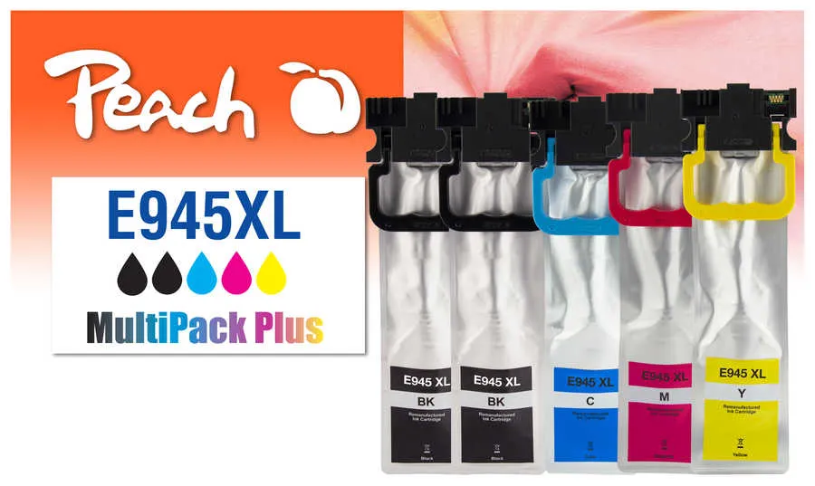 Peach Multipack Plus  compatible avec
 No. 945XL, T9451*2, T9452, T9453, T9454 Epson WorkForce WFC 5200 Series