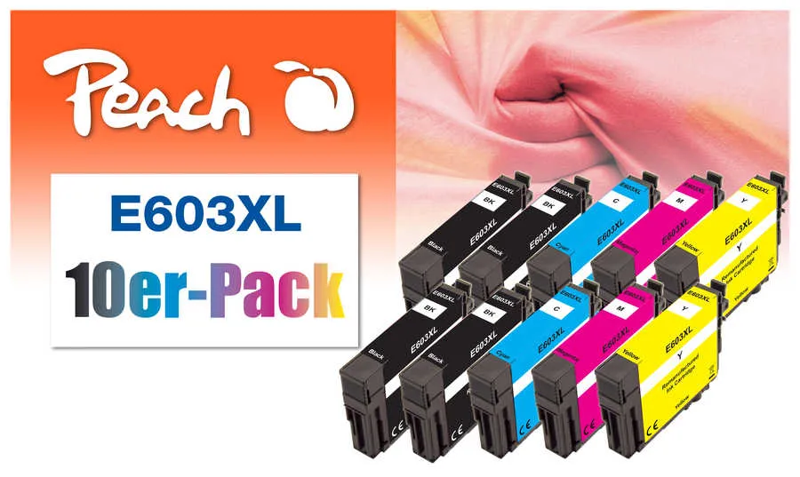 Peach  Pack de 10 cartouches d'encre, XL, compatible avec
 T03A1*4, T03A2*2, T03A3*2, T03A4*2 Epson WorkForce WF-2850 DWF
