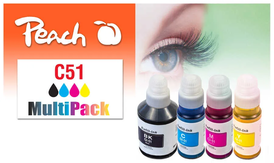 Peach  Multi Pack, compatible avec
 GI-51, 4529C001, 4546C001, 4547C001, 4548C001 Canon Pixma G 2560