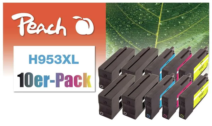 Peach  Pack de 10 cartouches d'encre compatible avec
 No. 953XL, L0S70AE*4, F6U16AE*2, F6U17AE*2, F6U18AE*2 HP OfficeJet Pro 7730