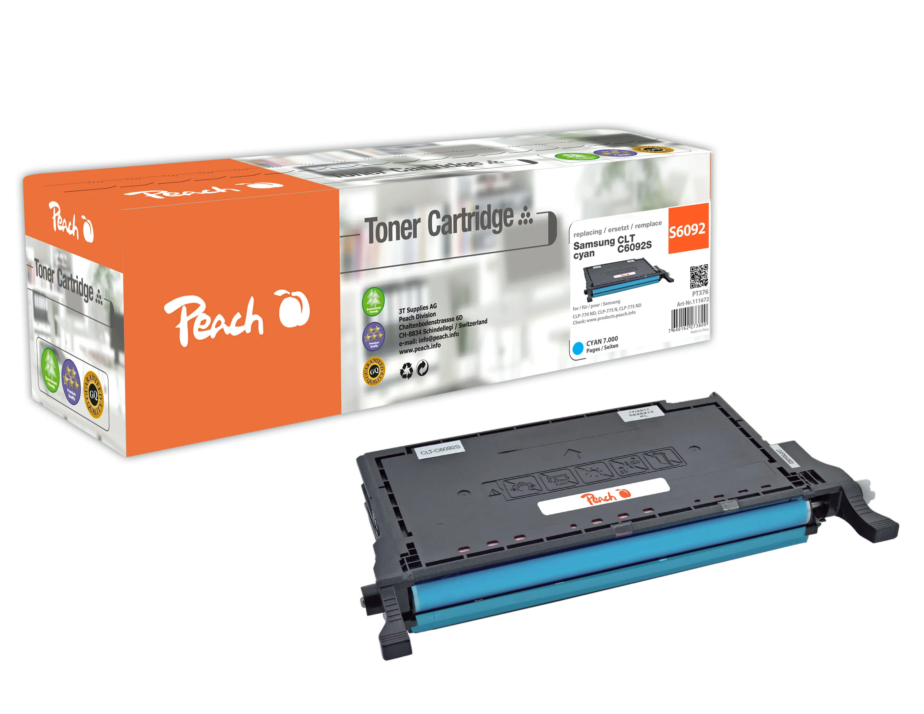 Peach  Toner Module cyan, compatible avec
 CLT-C6092S/ELS, SU082A Samsung CLP-770 ND