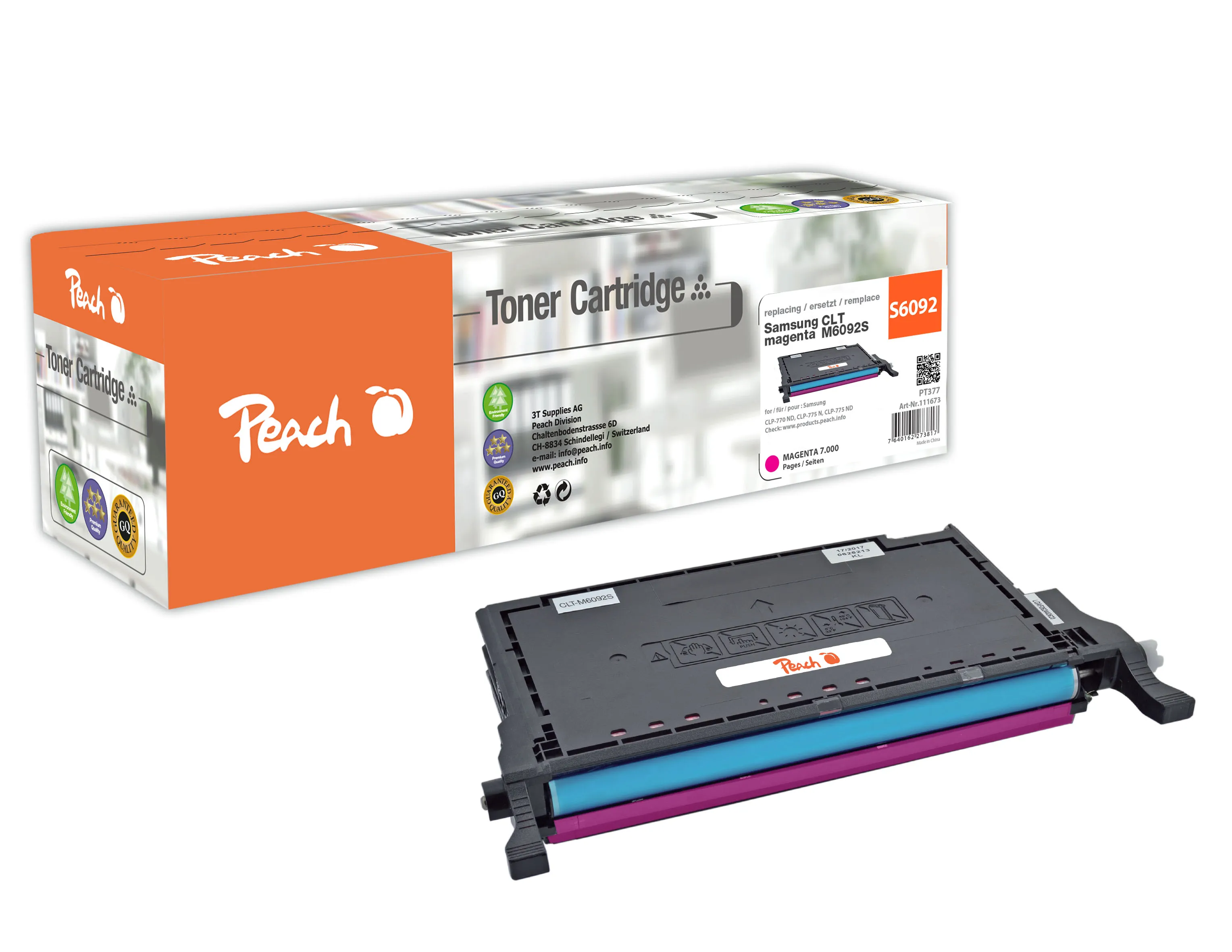 Peach  Toner Module magenta, compatible avec
 CLT-M6092S/ELS, SU348A Samsung CLP-770 ND