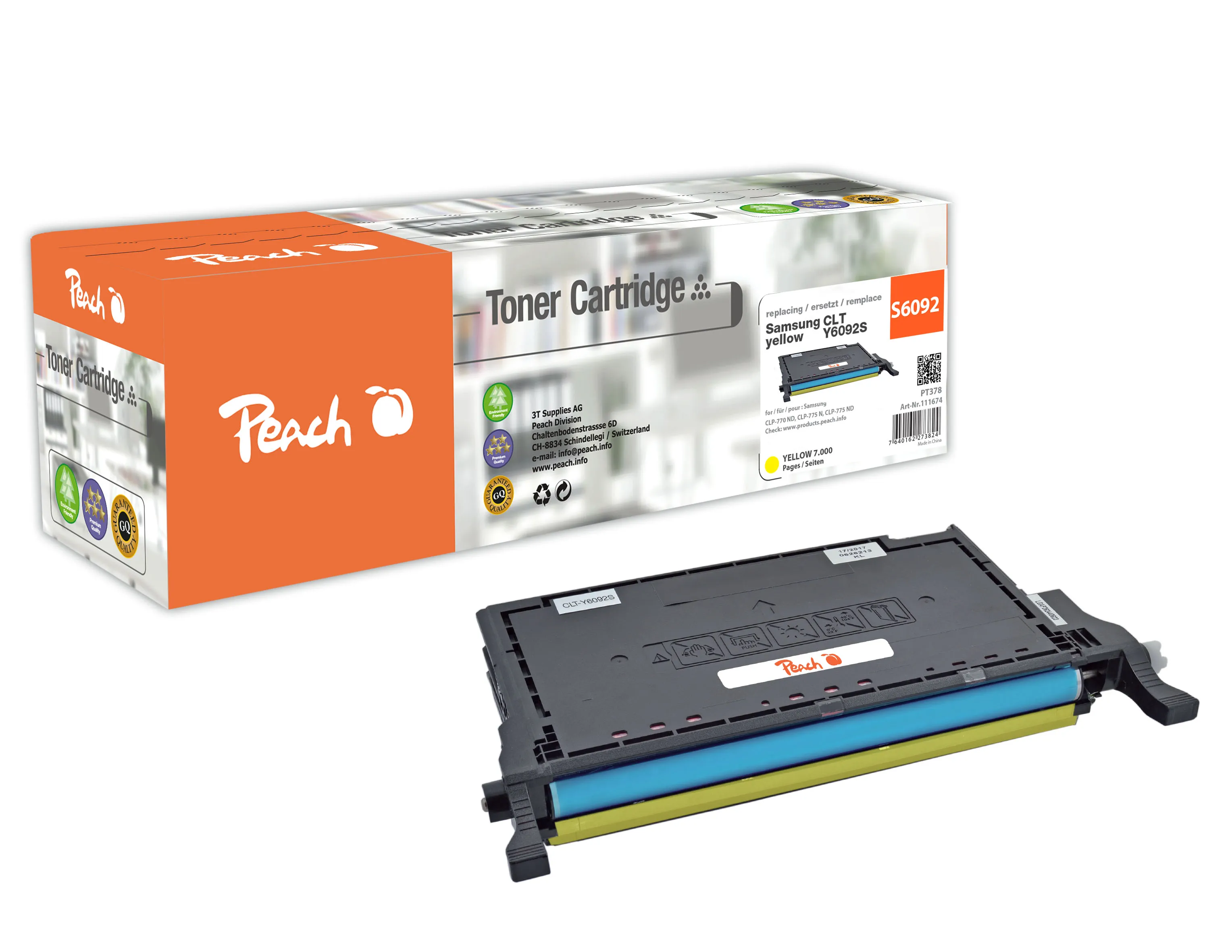 Peach  Toner Module jaune, compatible avec
 CLT-Y6092S/ELS, SU559A Samsung CLP-770 ND