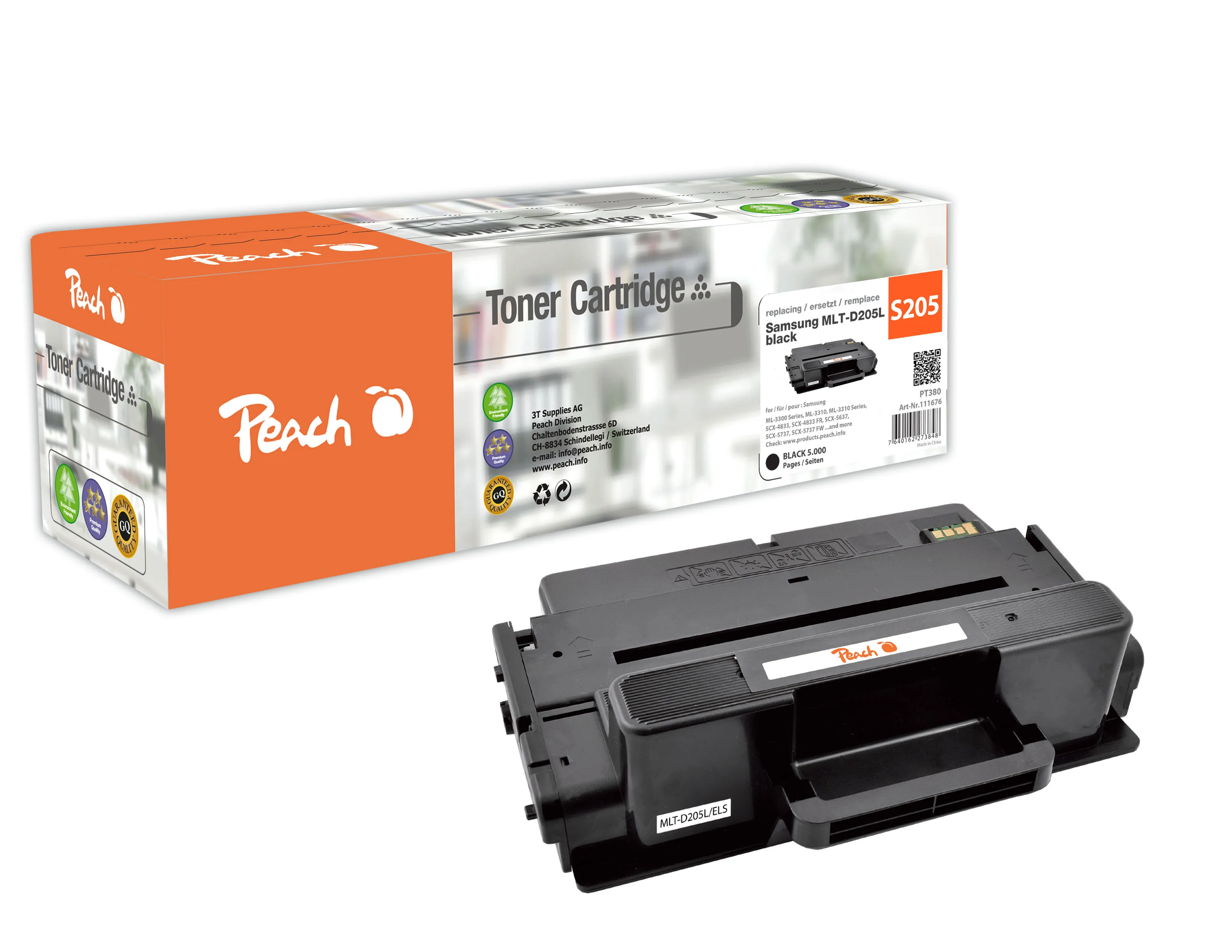 Peach  Toner Module noire, compatible avec
 MLT-D205L/ELS, SU963A Samsung SCX-5637