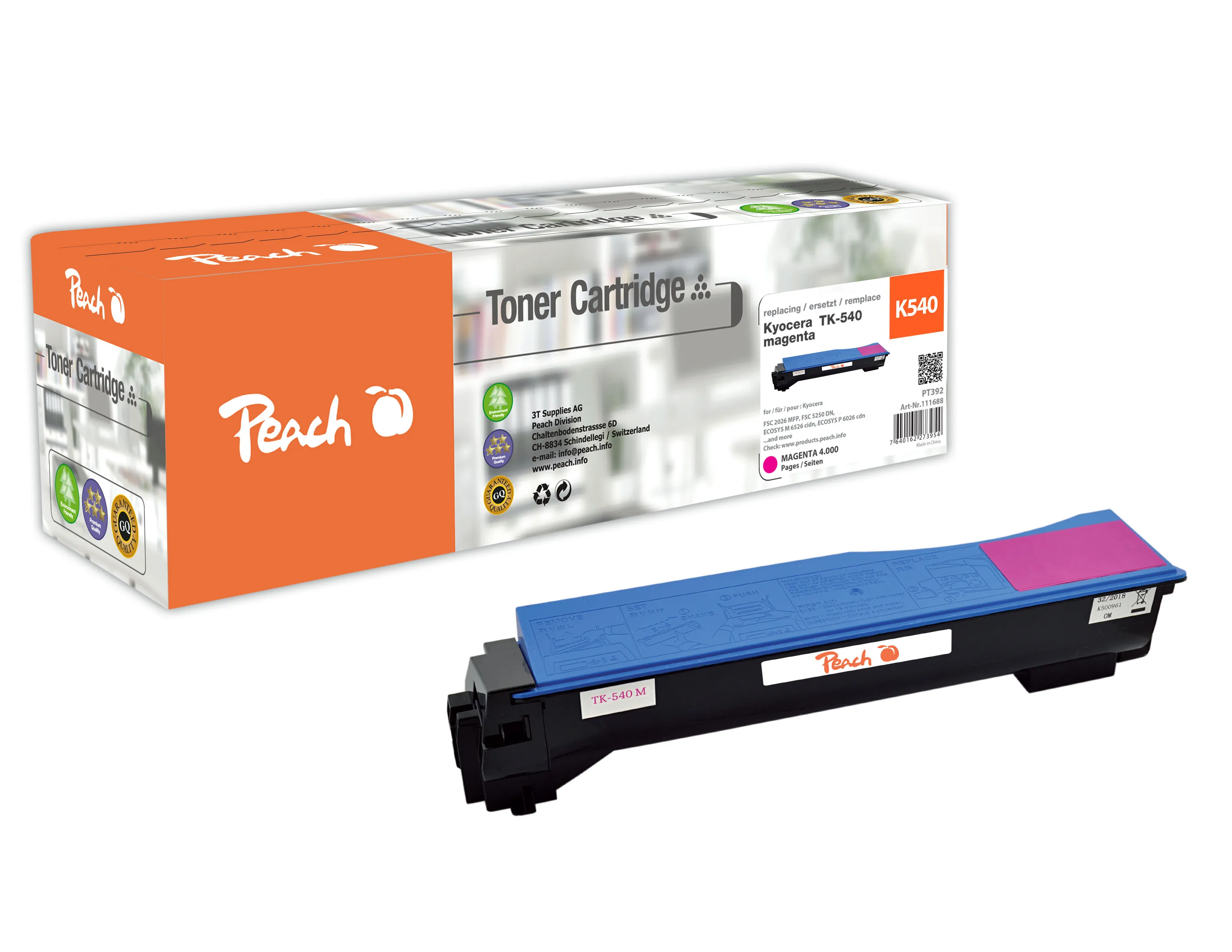 Peach  Toner Module magenta, compatible avec
 TK-540M Kyocera FSC 5100 DN