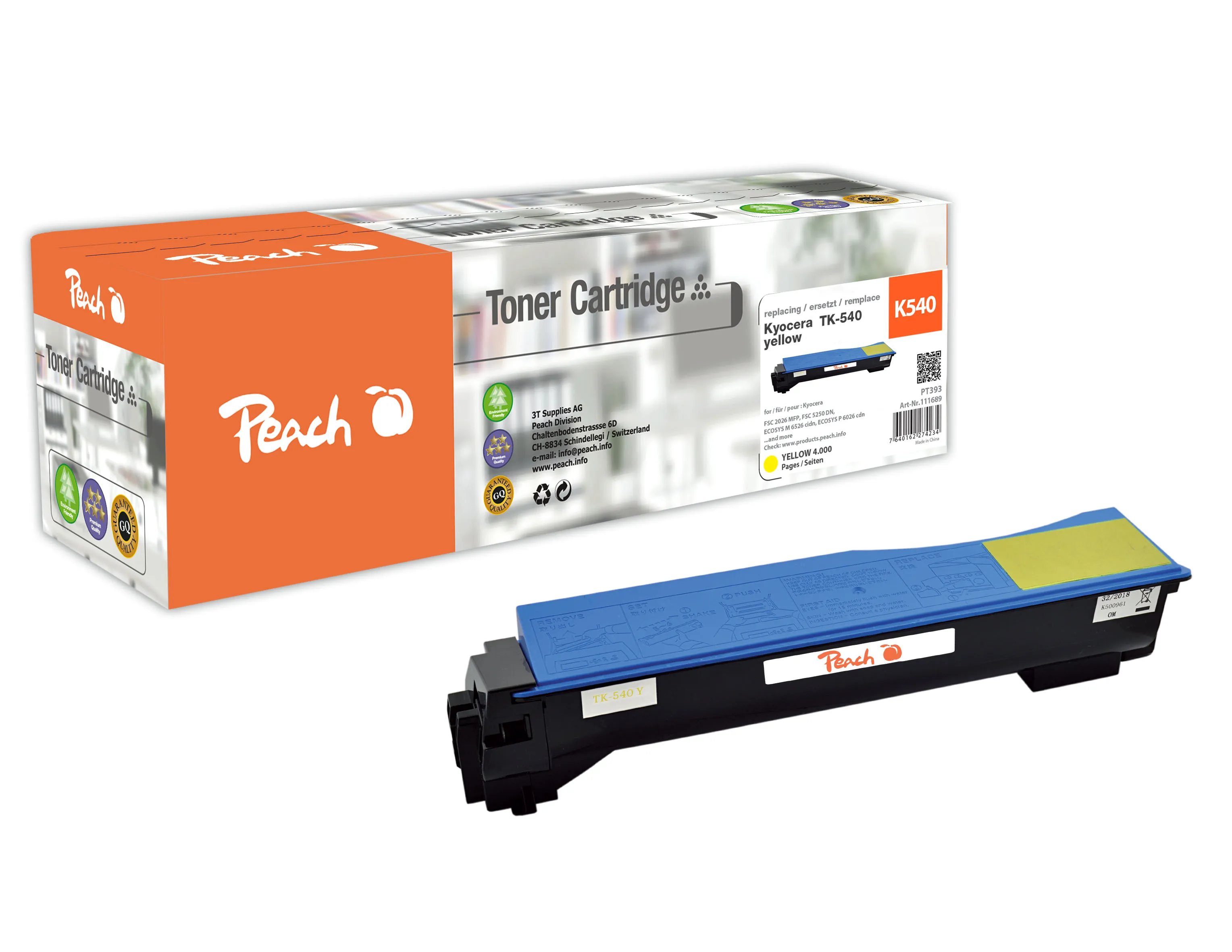 Peach  Toner Module jaune, compatible avec
 TK-540Y Kyocera FSC 5100 DN