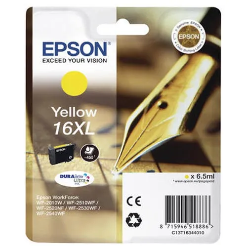 Original Cartouche d'encre jaune originale, XL
 No. 16XL y, C13T16344010 Epson WorkForce WF-2530 WF