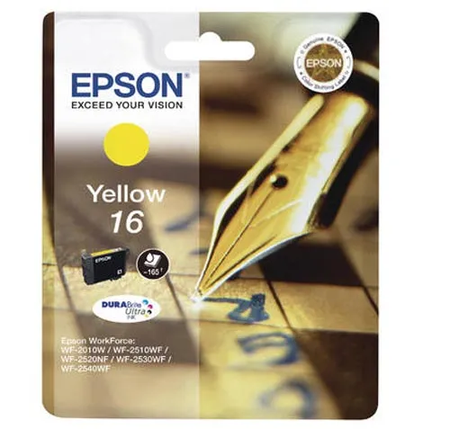 Original Cartouche d'encre jaune originale
 No. 16 y, C13T16244010 Epson WorkForce WF-2530 WF