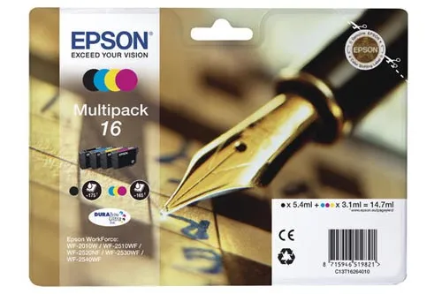 Original Cartouches d'encre Multipack originale BKCMY
 No. 16, C13T16264010 Epson WorkForce WF-2530 WF
