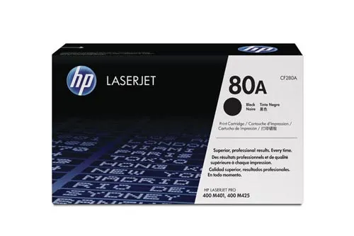 Original Cartouche de toner noir originale
 No. 80A BK, CF280A HP LaserJet Pro 400 M 401 dwe