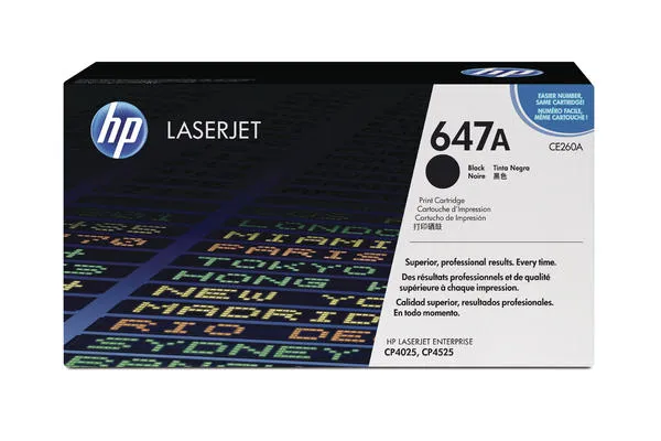Original Cartouche de toner noir originale
 No. 647A BK, CE260A HP Color LaserJet Enterprise CP 4025 N
