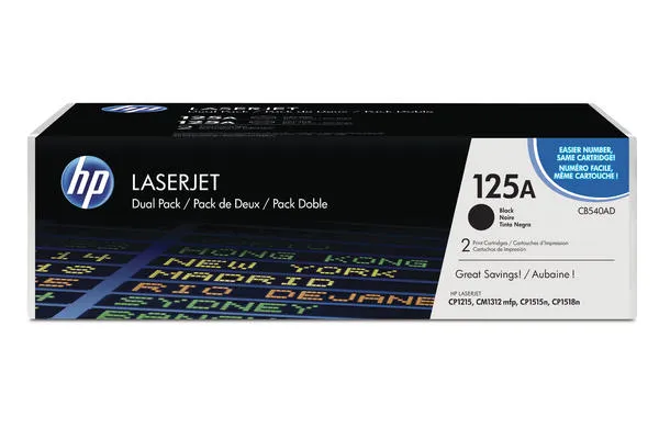 Original 2 cartouches toner original
 No. 125A BK, CB540AD HP Color LaserJet CM 1312 EB MFP