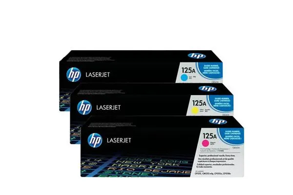 Original 3 cartouches toner original CMY (Rainbow-Kit)
 No. 125A, CF373AM HP Color LaserJet CM 1312 EB MFP