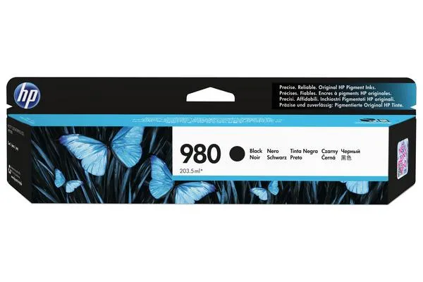 Original Cartouche d'encre noire originale
 No. 980 bk, D8J10A HP OfficeJet Enterprise Color Flow X 585 z MFP