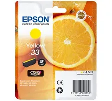 Original Cartouche d'encre jaune originale
 T3344, No. 33 y, C13T33444010 Epson Expression Premium XP-645