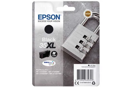 Original Cartouche d'encre noire originale
 T3591, No. 35XL bk, C13T35914010 Epson WorkForce Pro WF-4735 DTWF