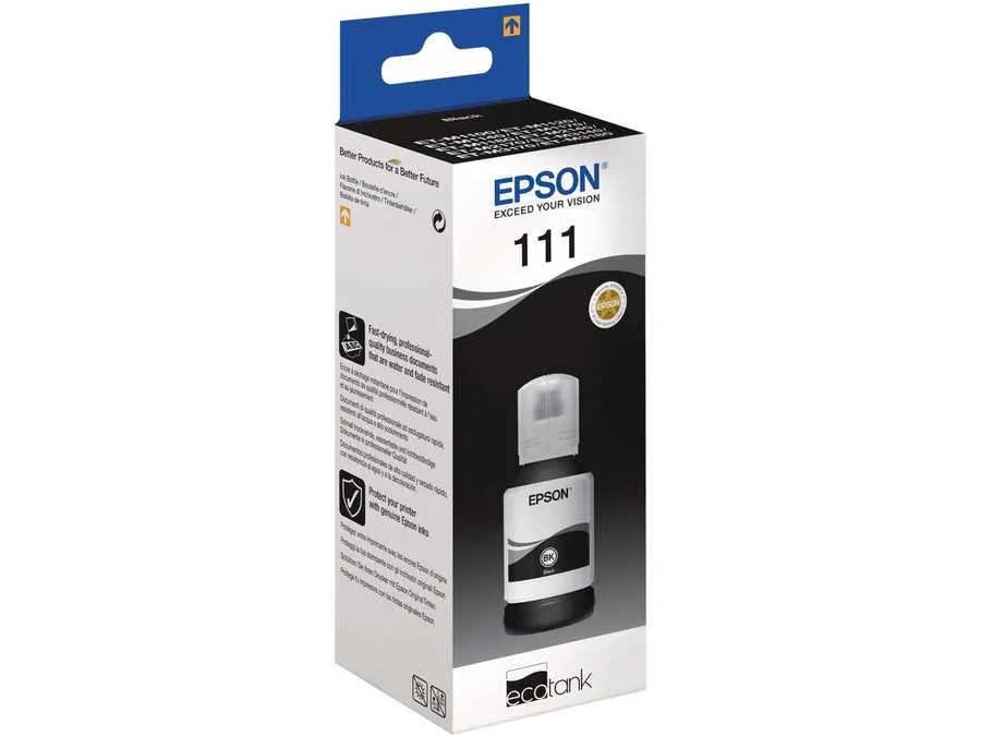 Original e bouteille d'encre originale noire
 No. 111 bk, C13T03M140 Epson EcoTank ETM 3140 wLAN
