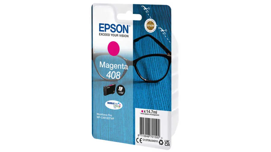 Original Cartouche d'encre magenta originale
 No. 408, T09J340 Epson WorkForce Pro WFC 4310 DW