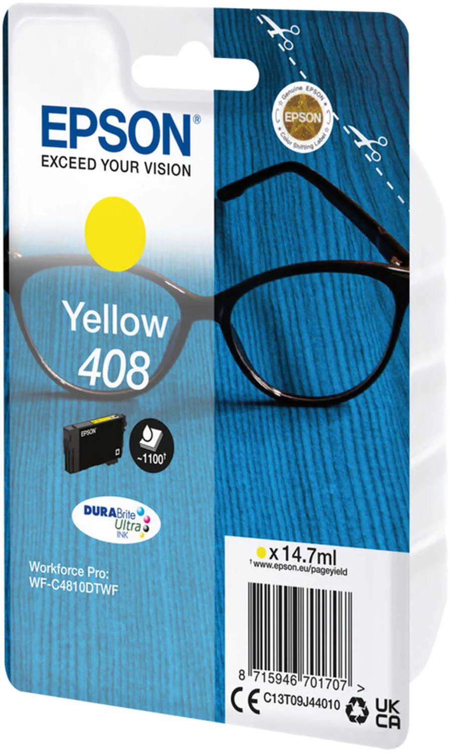 Original Cartouche de toner jaune originale
 No. 408, T09J440 Epson WorkForce Pro WFC 4310 DW