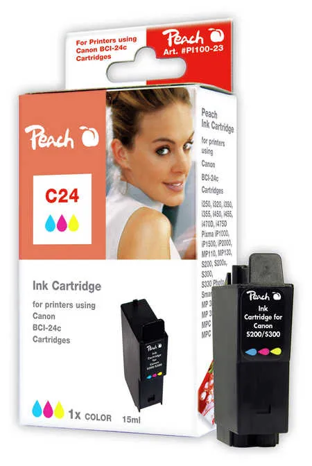 Peach Cartouche d'encre  couleur, compatible avec
 BCI-24C, 6882A002 Canon Pixma IP 2000