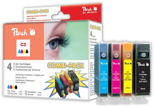 Peach Multipack , compatible avec
 BCI-3, BCI-6, 4480A262 Canon S 4500