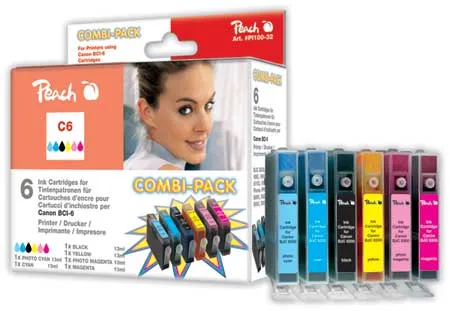 Peach Multipack , compatible avec
 BCI-3, BCI-6, 4480A262 Canon Pixma IP 6100 D