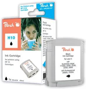 Peach Cartouche d'encre  noir, compatible avec
 No. 10 bk, C4844A HP Business InkJet 1000