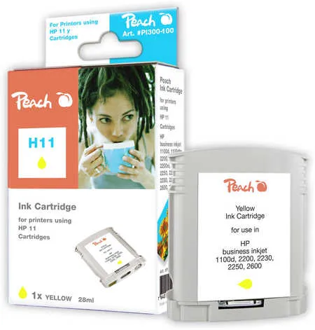 Peach Cartouche d'encre  jaune, compatible avec
 No. 11 y, C4838A HP Business InkJet 1000