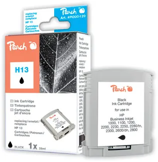 Peach Cartouche d'encre  noir, compatible avec
 No. 13 bk, C4814AE HP Business InkJet 1000