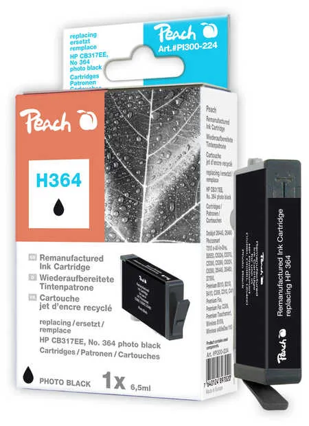Peach  cartouche d'encre photo noire compatible avec
 No. 364 phbk, CB317EE HP PhotoSmart Premium Fax